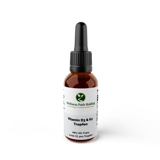 Vitamin D3 + K2 - 1,700 Drops (1,000 I.U.) - 50mlProduktWellness Path HoldingWellness Path HoldingC2B-VDK-01Brown bottle with dropper labeled 'sanusentia' on a white background