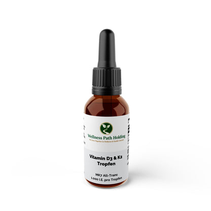 Vitamin D3 + K2 - 1,700 Drops (1,000 I.U.) - 50mlProduktWellness Path HoldingWellness Path HoldingC2B-VDK-01Brown bottle with dropper labeled 'sanusentia' on a white background
